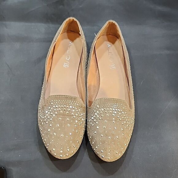 ALDO ROUND TOE SLIP ON BREATHABLE WOMEN COMFORT BALLET STUDDED FLATS - Picture 2 of 15